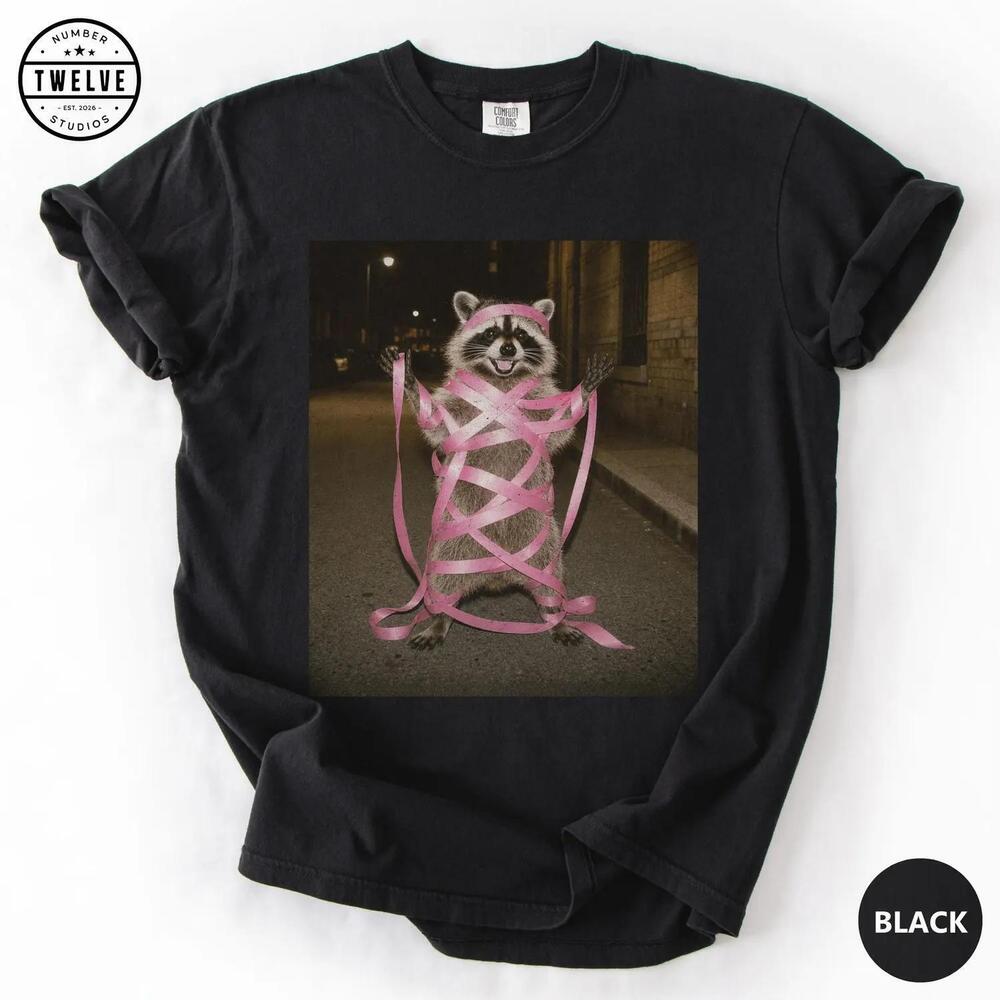 Ribbon Raccoon Shirt, Funny  Awareness Tee, Trash